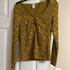 H&M Mustard Patterned Long Sleeve Top